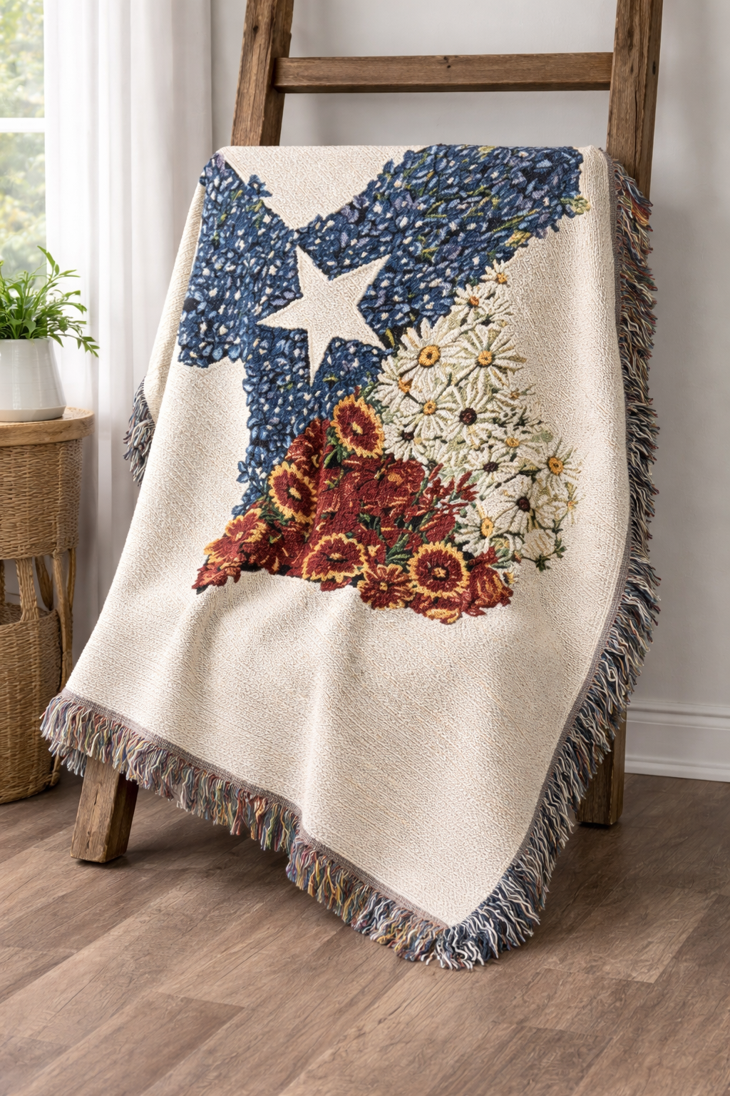 Texas Wildflower Flag Blanket - Woven Jacquard