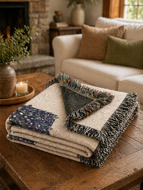 Texas Wildflower Flag Blanket - Woven Jacquard