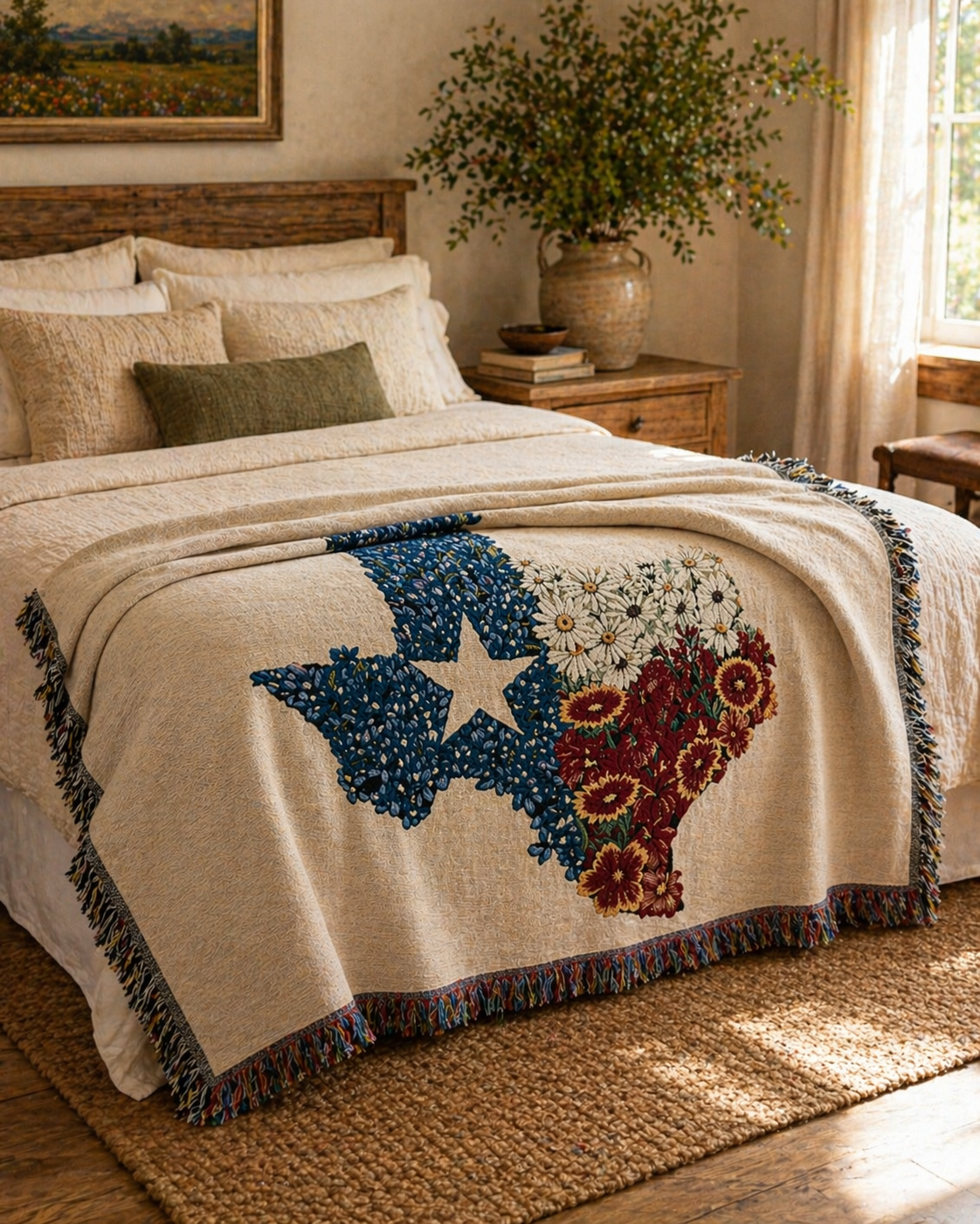 Texas Wildflower Flag Blanket - Woven Jacquard